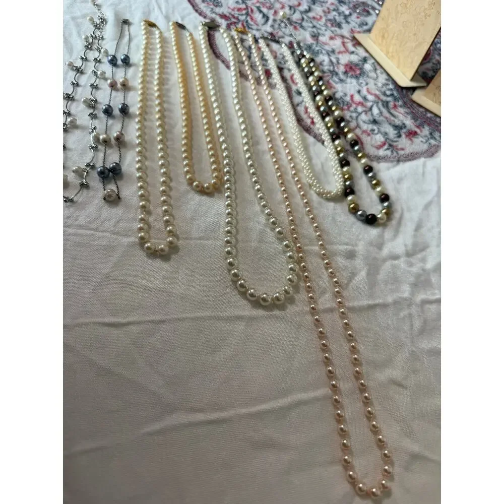Vintage Faux Pearl Jewelry Lot Marvella Japan Necklaces Earrings Mid Century - Picture 5 of 14